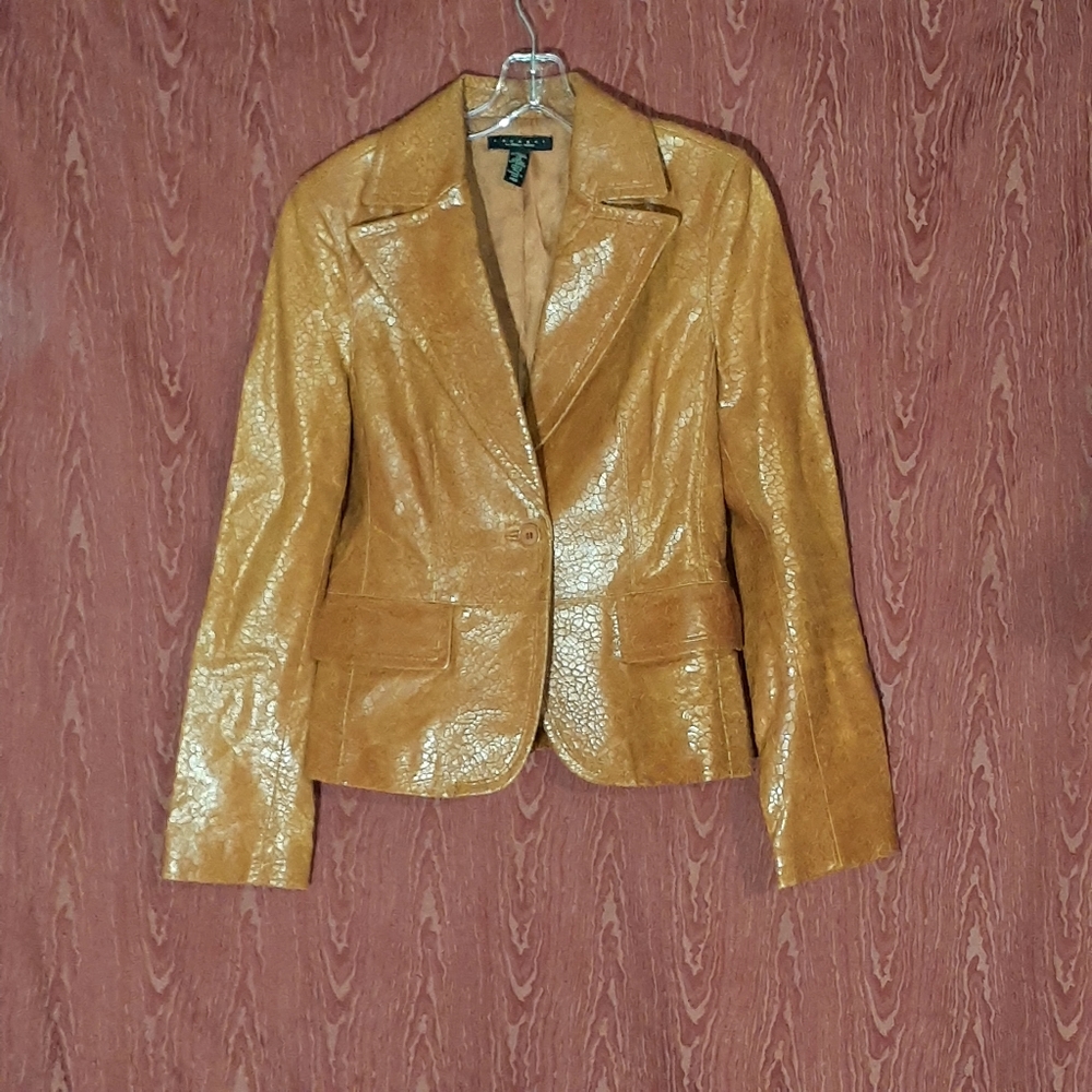 LAUNDRY By SHELLI SEGAL Jacket/Coat Light Brown Leather 100% Leather Size M NEW